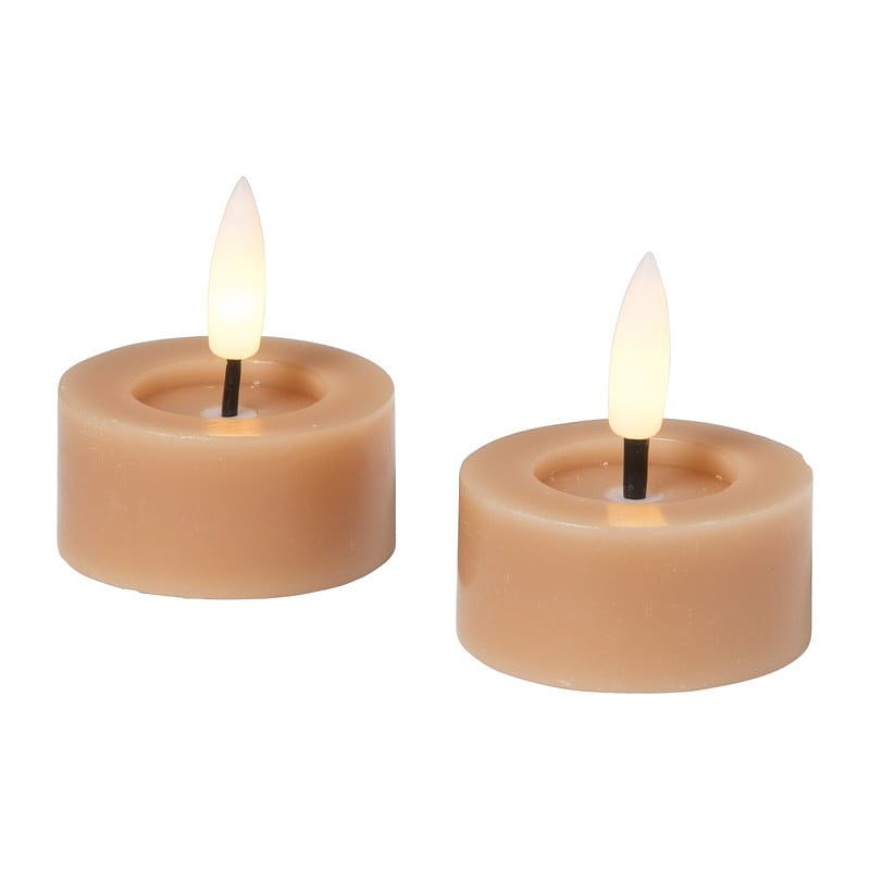 Foto van Led waxinelichten - taupe - set van 2