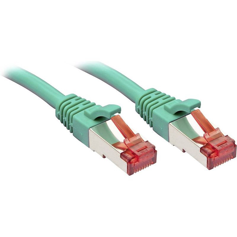 Foto van Lindy 47745 rj45 netwerkkabel, patchkabel cat 6 s/ftp 30.00 cm groen snagless 1 stuk(s)