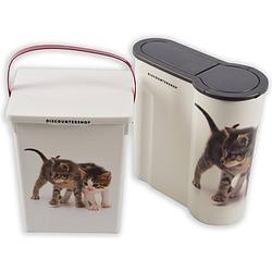 Foto van 2 stuks voedselcontainer kattenbak en hondenbak-4liter - kattencontainer - katten- honden -dierenvoederbox