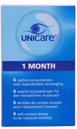 Foto van Unicare 1 month 6 zachte contactlenzen -4.00
