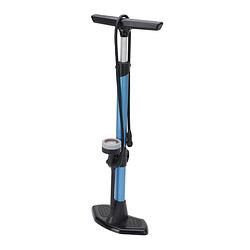 Foto van Zwart/blauwe fietspomp staand met drukmeter 67 cm - fietspompen