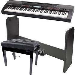 Foto van Medeli sp4200 digitale piano zwart + onderstel + pianobank