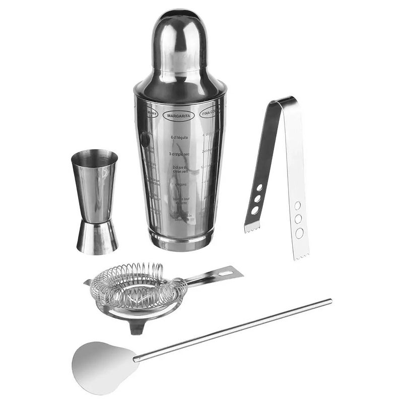 Foto van Cocktailshaker 600 ml rvs 5-delige set - cocktailshakers