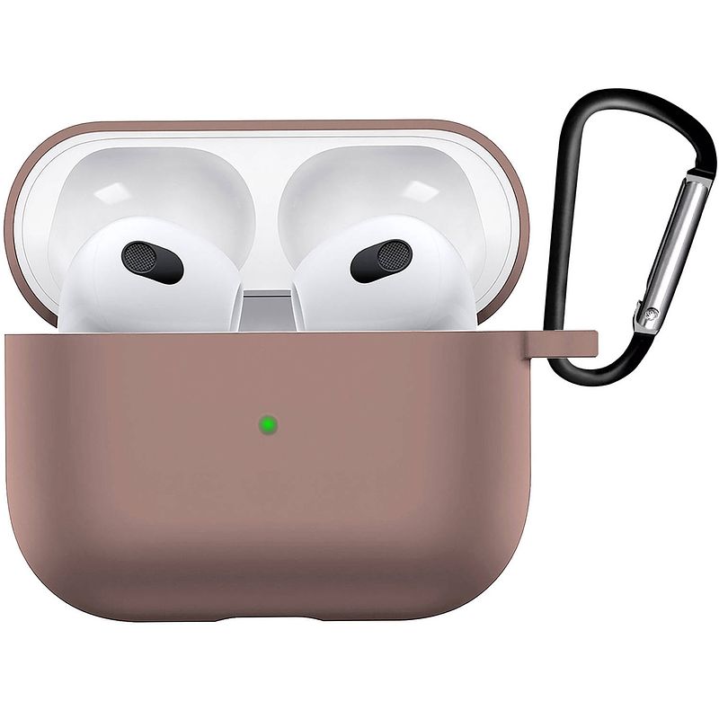 Foto van Basey hoesje voor airpods 3 hoesje silicone case cover - hoes voor airpods 3 case siliconen hoes - beige