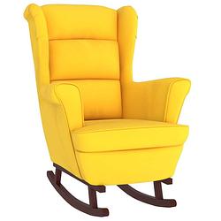 Foto van Vidaxl schommelstoel met massief rubberwood poten fluweel geel