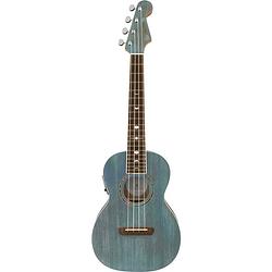 Foto van Fender dhani harrison ukulele turquoise wn elektrisch-akoestische tenor ukelele