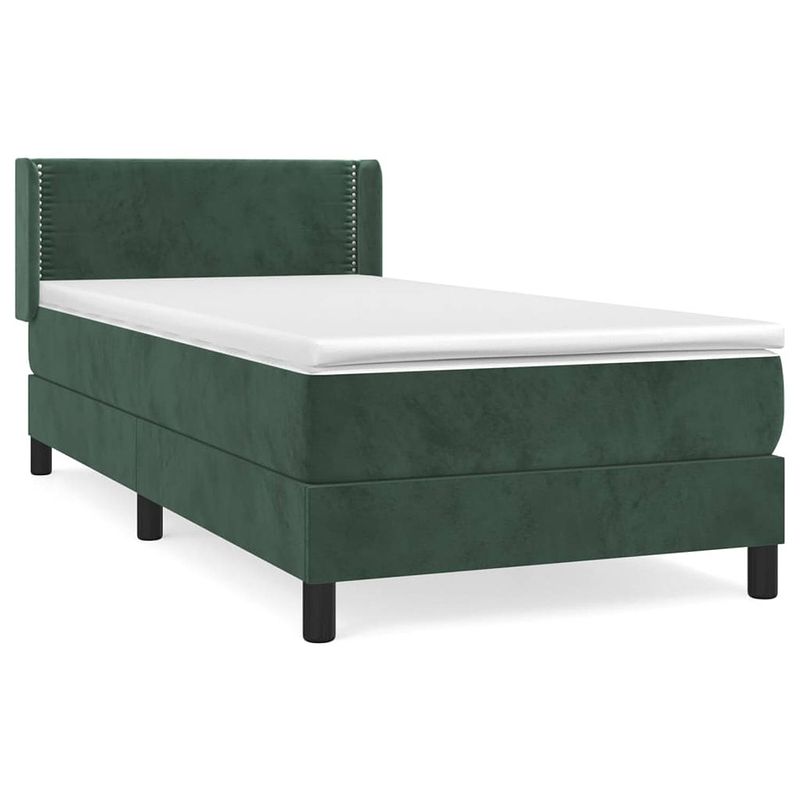 Foto van The living store boxspring bed - donkergroen fluweel - 203x103x78/88 cm - pocketvering matras - middelharde