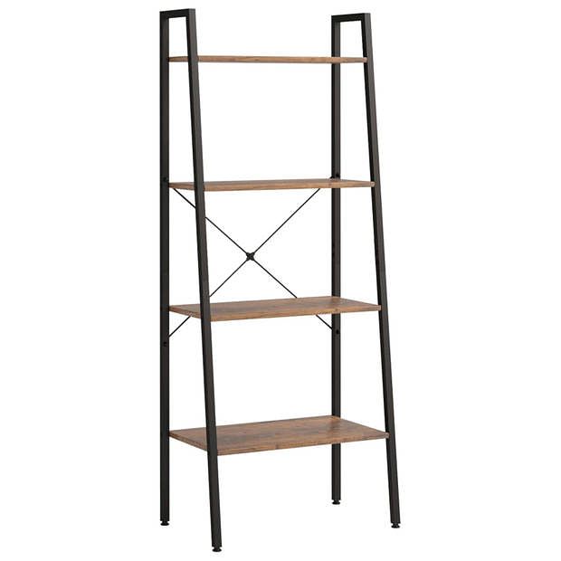 Foto van Vidaxl ladderrek met 4 schappen 56x35x140 cm donkerbruin en zwart