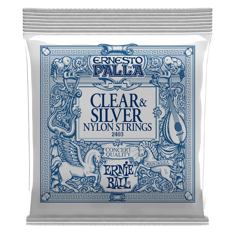 Foto van Ernie ball 2403 ernesto palla clear silver snarenset