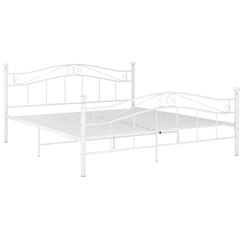 Foto van The living store tweepersoonsbed - bedframe gepoedercoat metaal - 209 x 167 x 92.5 cm - wit