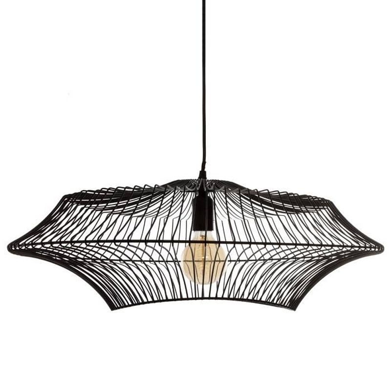 Foto van Metalen hanglamp met draad - ø 60 cm - zwart