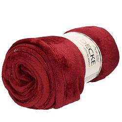 Foto van Flanellen/fleece polyester deken/plaid bordeaux rood 150 x 200 cm - plaids