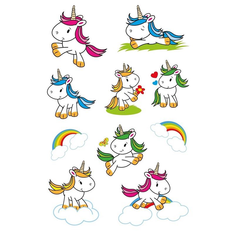 Foto van 20x baby eenhoorn dieren stickers met glitters - stickers