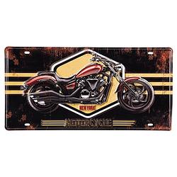 Foto van Clayre & eef wanddecoratie 40x20 cm bruin geel ijzer rechthoek motorcycle new york muurdecoratie bruin muurdecoratie