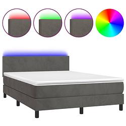 Foto van The living store boxspring - pocketvering matras - zacht fluweel - verstelbaar hoofdbord - kleurrijke led-verlichting -