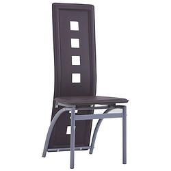 Foto van The living store eetkamerstoelen - bruin - kunstleer - 43 x 55.5 x 108 cm - ergonomisch ontwerp - set van 2 stoelen