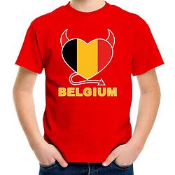 Foto van Rood fan shirt / kleding belgium hart ek/ wk voor kinderen xs (110-116) - feestshirts