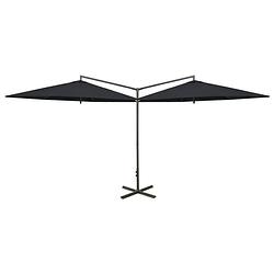 Foto van Vidaxl parasol dubbel met stalen paal 600 cm zwart