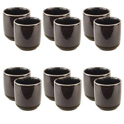 Foto van Otix espresso kopjes - set van 12 - 100 ml - zonder oor - zwart - aardewerk
