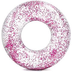 Foto van Intex opblaasbare roze glitter zwemband/zwemring transparant 120 cm - zwembanden