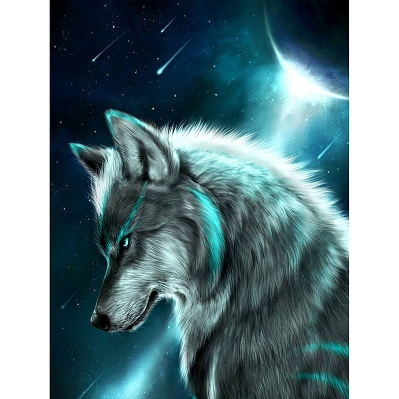 Foto van Diamond painting pakket wolf in maanlicht - volledig - full - 30x25 cm - seos shop ®