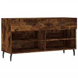 Foto van The living store schoenenkast - gerookt eiken - 102 x 35 x 55 cm - duurzaam - 2 lades - 4 planken