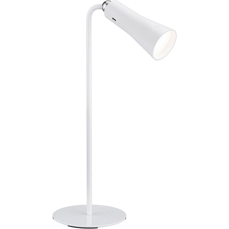 Foto van Led bureaulamp - trion moxi - 2w - warm wit 3000k - oplaadbaar - rond - mat wit - aluminium