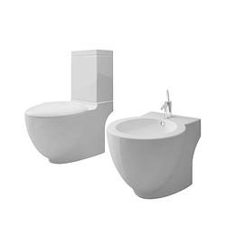 Foto van Vidaxl toilet- en bidetset keramiek wit