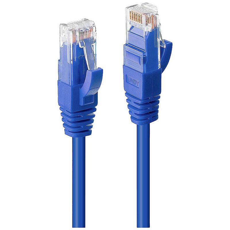 Foto van Lindy 45471 rj45 netwerkkabel, patchkabel cat 6 u/utp 0.5 m blauw 1 stuk(s)