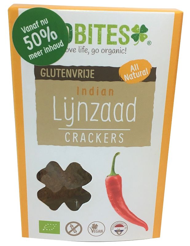 Foto van Biobites lijnzaad crackers indian