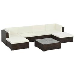 Foto van Vidaxl 7-delige loungeset met kussens poly rattan bruin