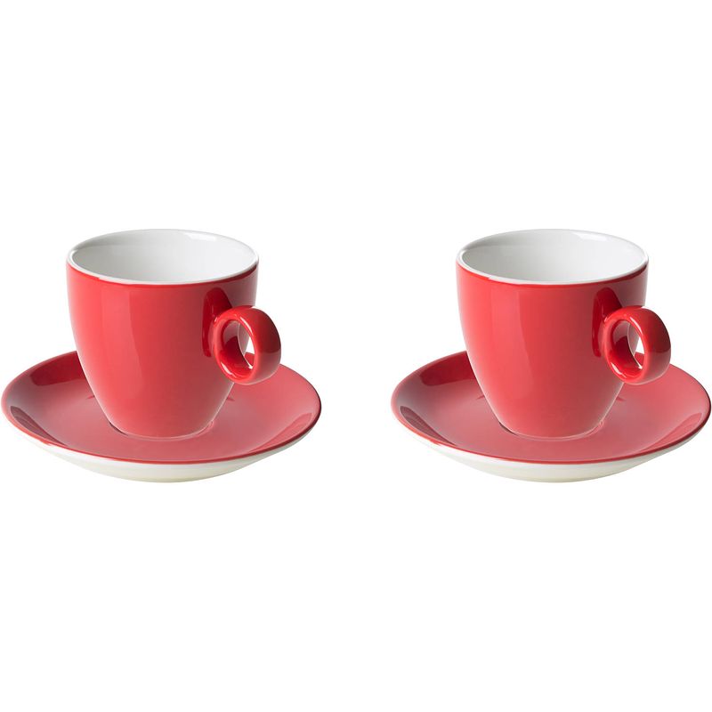 Foto van Maastricht porselein koffiekop en schotel bart colour cafe 17 cl 13.5 cm rood porselein 2 stuk(s)