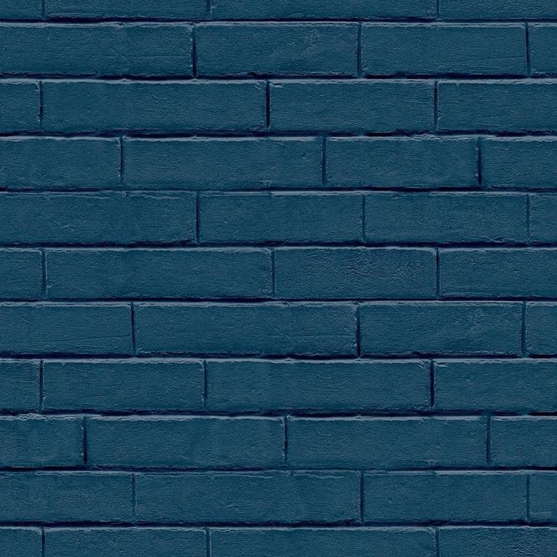 Foto van Good vibes behang brick wall blauw