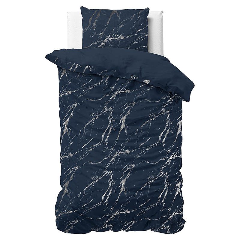 Foto van Dekbedovertrek glamour marble - eenpersoons (140x200 cm) - blauw microvezel - dessin: patroon, luxe - sleeptime - dekbed-discounter.nl