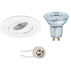 Foto van Led spot set - osram parathom par16 930 36d - pragmi alpin pro - gu10 fitting - dimbaar - inbouw rond - mat wit - 3.7w -