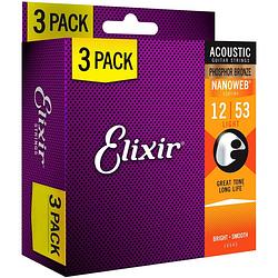 Foto van Elixir 16545 3-pack phosphor bronze nanoweb 12-53 (16052)