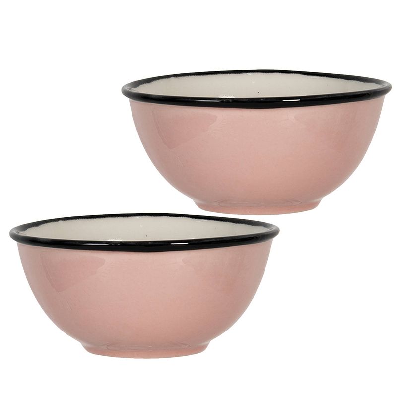 Foto van Haes deco - set van 2 soepkommen / mueslischalen - ø 12x6 cm / 300 ml - roze - aardewerk - casual pink