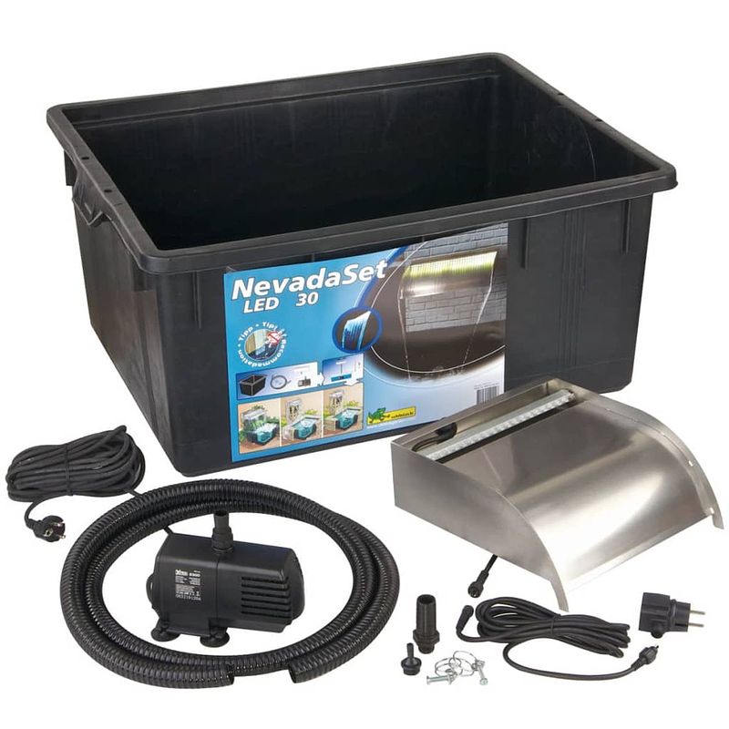 Foto van Ubbink nevada 30 waterval rvs set + led verlichting