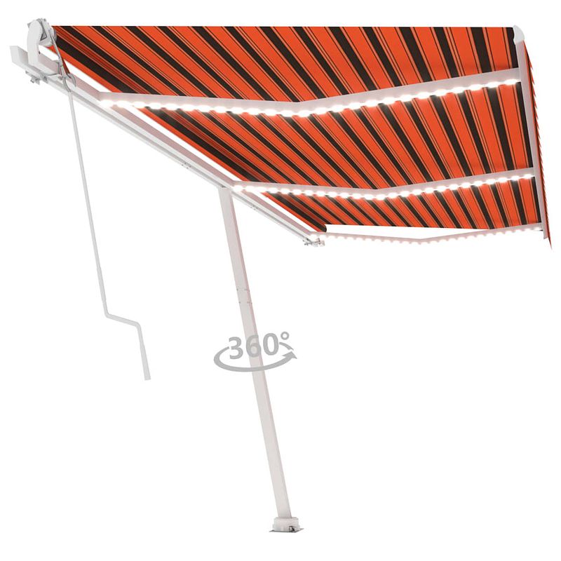 Foto van Vidaxl luifel automatisch met led windsensor 600x300 cm oranje bruin