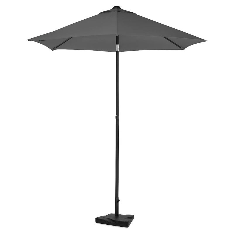 Foto van Vonroc parasol torbole - ø200cm - premium parasol - grijs incl. parasolvoet 20 kg.