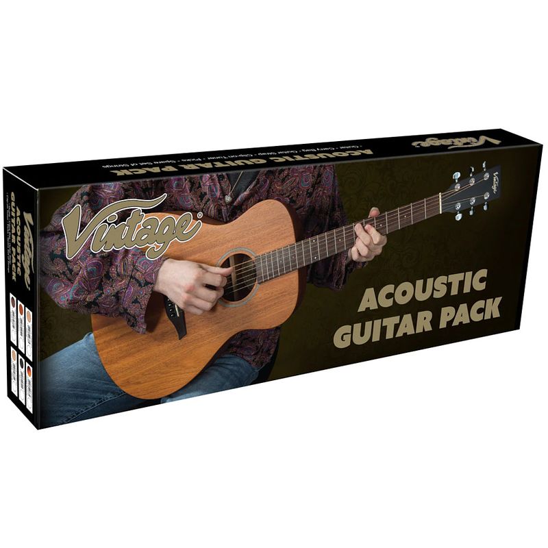 Foto van Vintage v300aq acoustic folk guitar outfit antiqued akoestische westerngitaar set