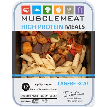 Foto van Muscle meat high protein meals kipfilet naturel ratatouille mezze penne 400g bij jumbo