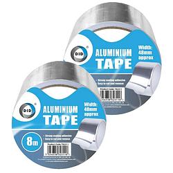 Foto van Did aluminiumtape/reparatietape zilver 2 stuks 8 meter - tape (klussen)