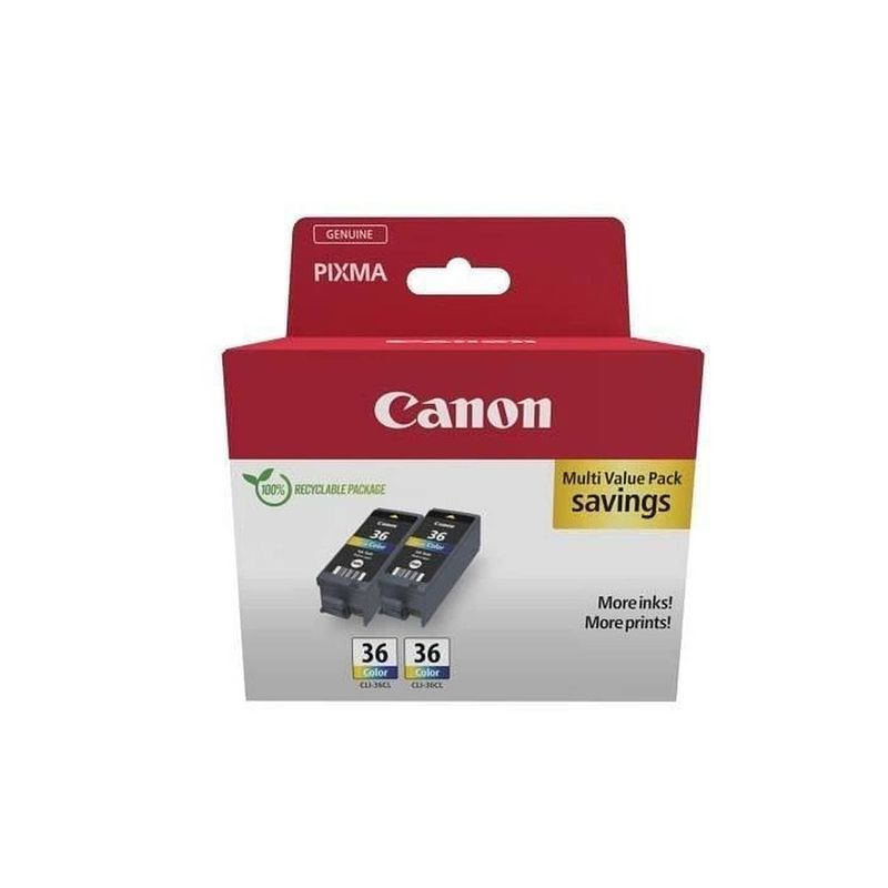 Foto van Pak met 2 kleureninktcartridges - canon - cli-36 cl - inkjet - 12 ml