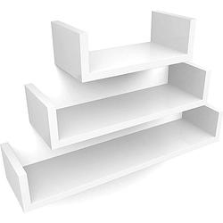 Foto van Set van 3 boekenplanken - u-vormige wandplank - wit