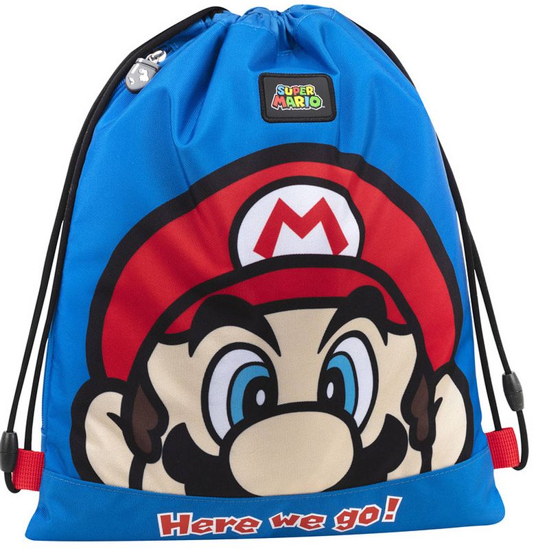 Foto van Super mario gymbag - 42 x 34 cm - blauw