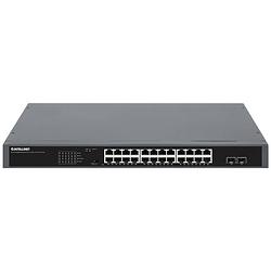 Foto van Intellinet 24-port gigabit poe+ switch mit 2 sfp ports 370 w powered device monitor 19 19 netwerk switch 10 / 100 / 1000 mbit/s ieee 802.3af (15.4 w), ieee