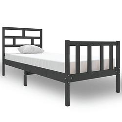 Foto van Vidaxl bedframe massief grenenhout grijs 75x190 cm 2ft6 small single