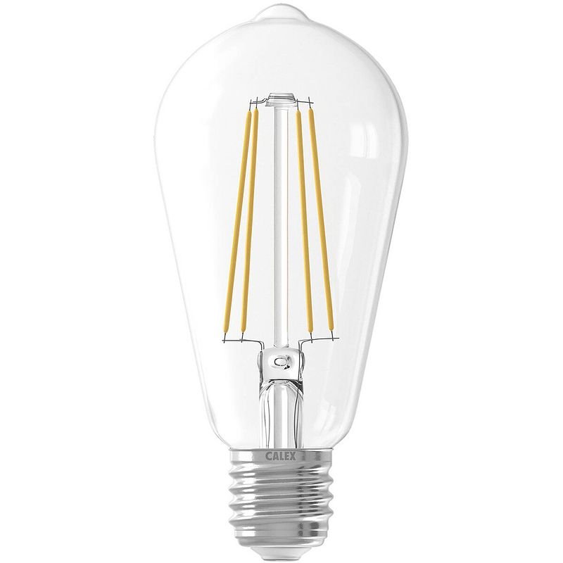 Foto van Calex - led lamp - filament st64 - e27 fitting - 6w - dimbaar - warm wit 2300k - transparant helder