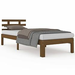 Foto van Vidaxl bedframe massief hout honingbruin 75x190 cm 2ft6 small single